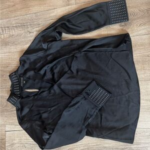 Black Studded Collar & Cuff Blouse